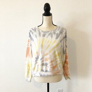 YOUNG FABULOUS & BROKE Tie Dye Batwing Sleeve Crew Neck Sweatshirt Womens Medium